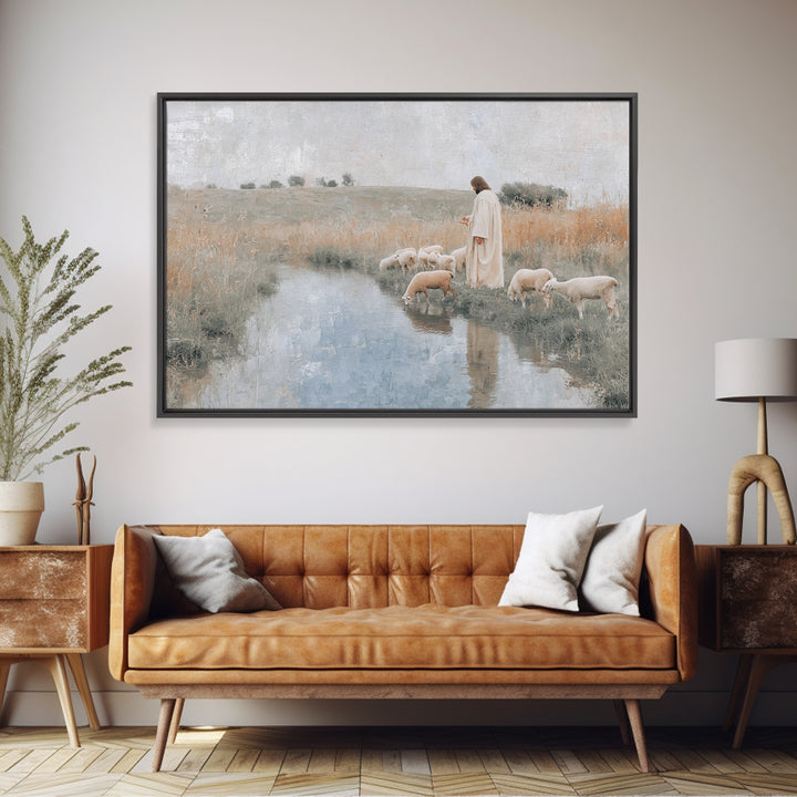Still Waters Blessing – Framed Canvas Print – Christian Art Canvas – Jesus Painting – Christian Wall Art – Subtle Christian Art – Christian