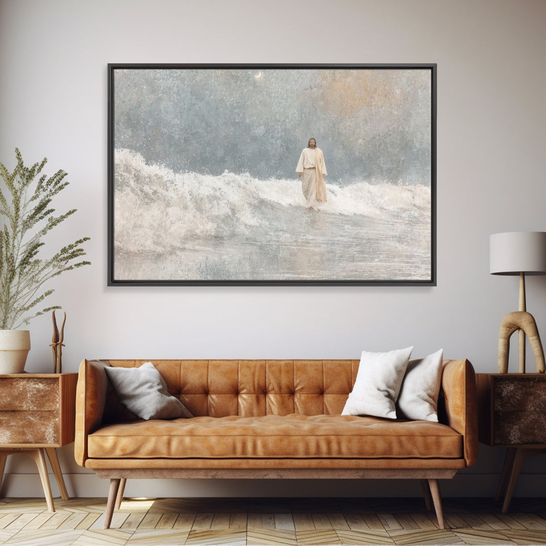 Waves Of Mercy – Framed Canvas Print – Christian Wall Art – Jesus Painting – Christian Art Canvas – Christian Christmas Art