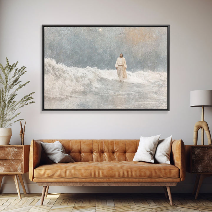 Waves Of Mercy – Framed Canvas Print – Christian Wall Art – Jesus Painting – Christian Art Canvas – Christian Christmas Art