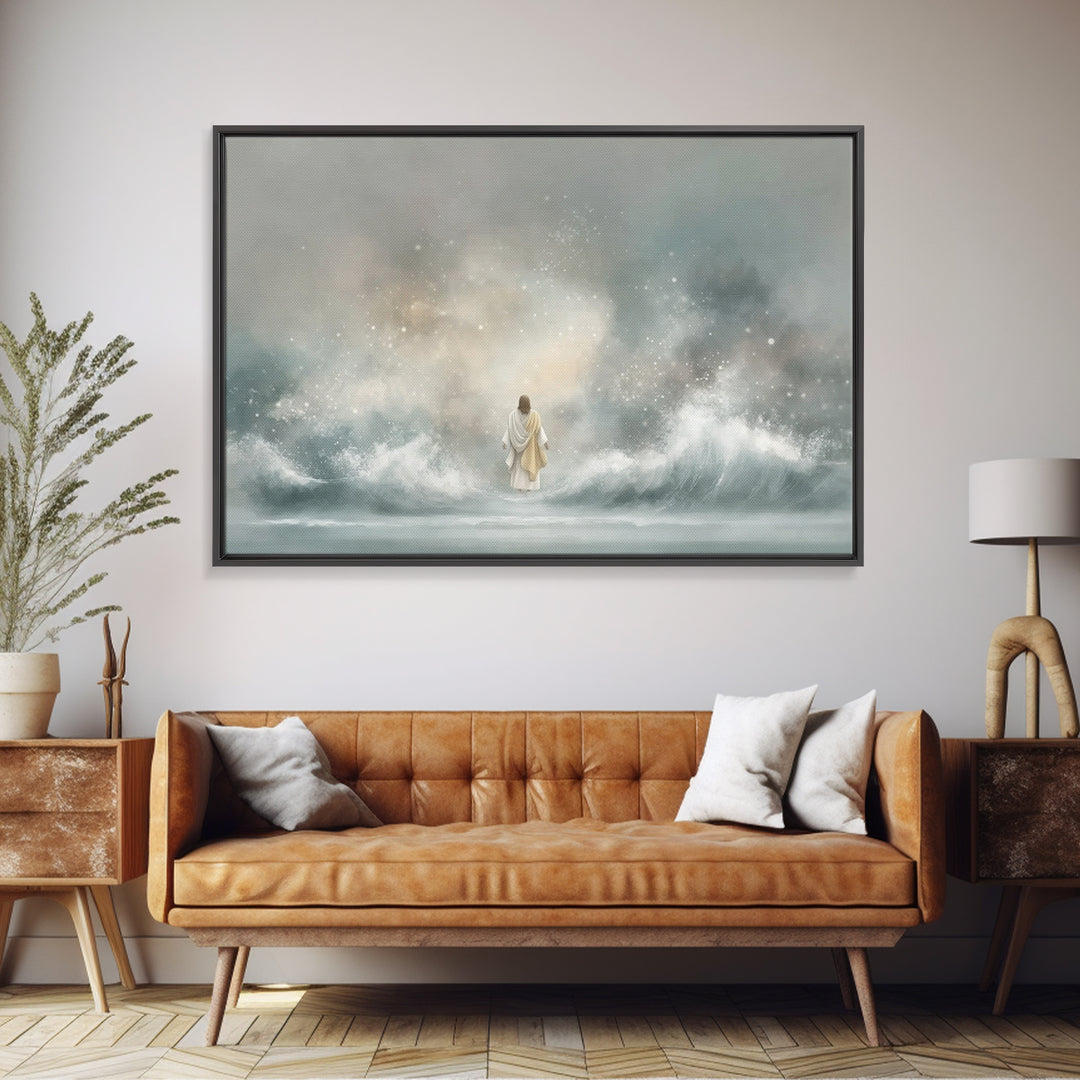 Moonlit Promise – Framed Canvas Print – Christian Art Canvas – Christian Wall Art – Jesus Painting – Large Christian Painting – Christmas A
