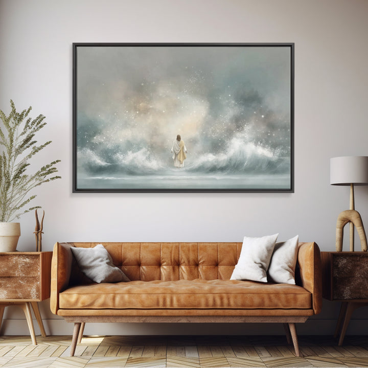 Moonlit Promise – Framed Canvas Print – Christian Art Canvas – Christian Wall Art – Jesus Painting – Large Christian Painting – Christmas A