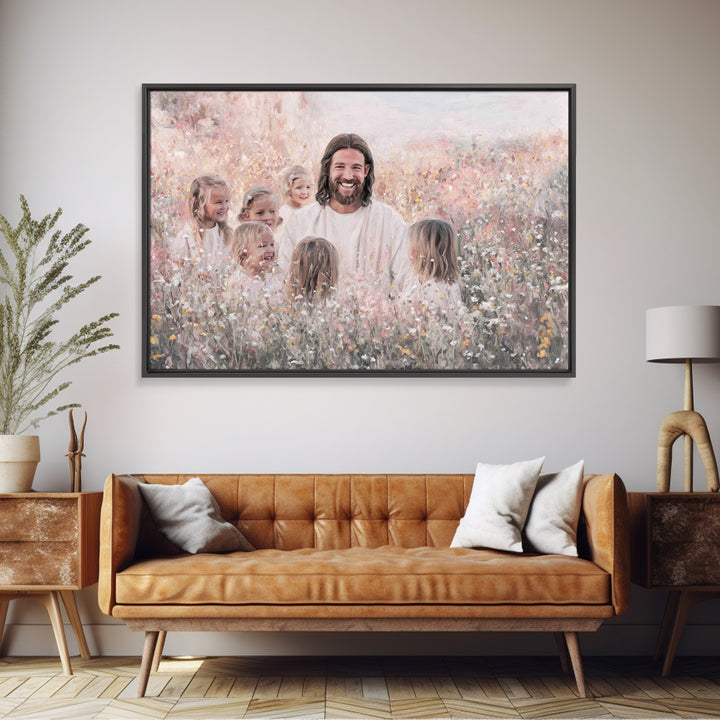 Garden Of Joy | Framed Canvas Print | Christian Wall Art | Christian Art Canvas | Jesus Painting | Christian Decor | Christian Art Gift