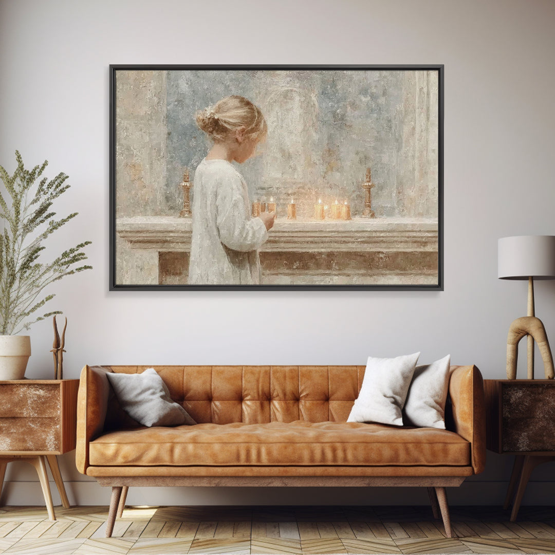 Gentle Altar Glow – Framed Canvas Print – Christian Wall Art – Subtle Christian Art – Christian Art Canvas – Christian Gift