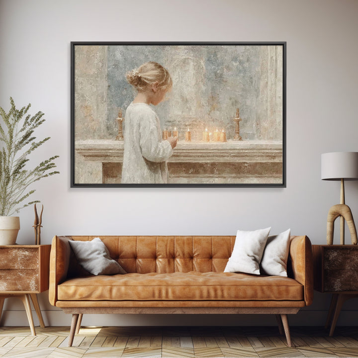 Gentle Altar Glow – Framed Canvas Print – Christian Wall Art – Subtle Christian Art – Christian Art Canvas – Christian Gift