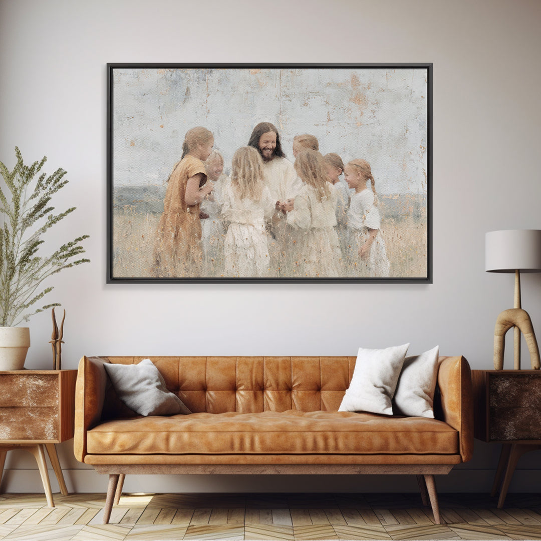 Garden Of Joy – Framed Canvas Print – Christian Wall Art – Jesus Painting – Christian Art Canvas – Christian Christmas Art – Christian Gift