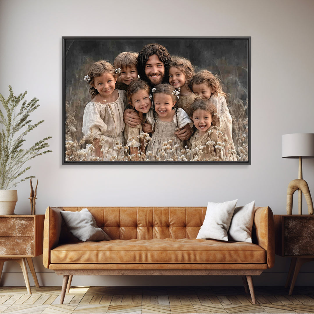 Fields Of Blessing, Framed Canvas Print, Christian Art Canvas, Jesus Painting, Christian Wall Art, Vintage Christian Art, Christian Gift