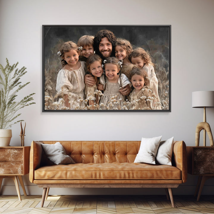 Fields Of Blessing, Framed Canvas Print, Christian Art Canvas, Jesus Painting, Christian Wall Art, Vintage Christian Art, Christian Gift