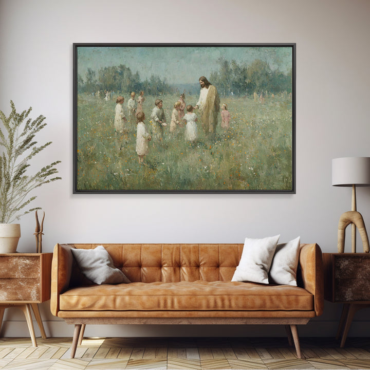 Pasture Of Peace – Framed Canvas Print – Christian Art – Christian Wall Art – Jesus Painting – Christian Art Canvas – Christmas Art Prints