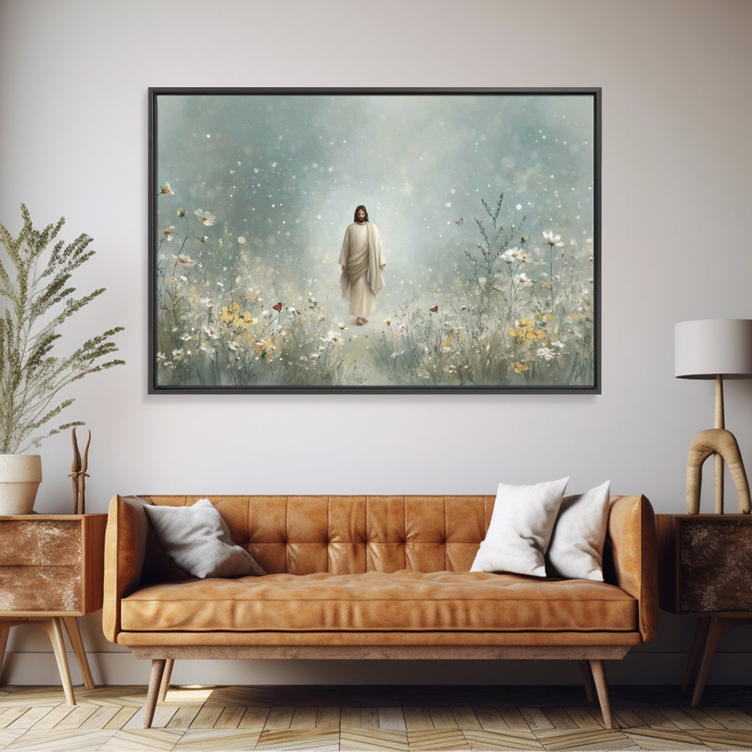 Heavenly Walk, Framed Canvas Print, Christian Wall Art, Christian Art Canvas, Jesus Painting, Modern Christian Art, Christian Christmas Art