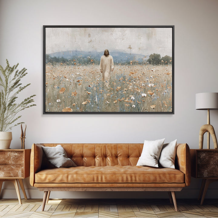 Path Of Grace | Framed Canvas Print | Christian Art | Christian Wall Art | Jesus Painting | Christian Art Canvas | Vintage Christian Art