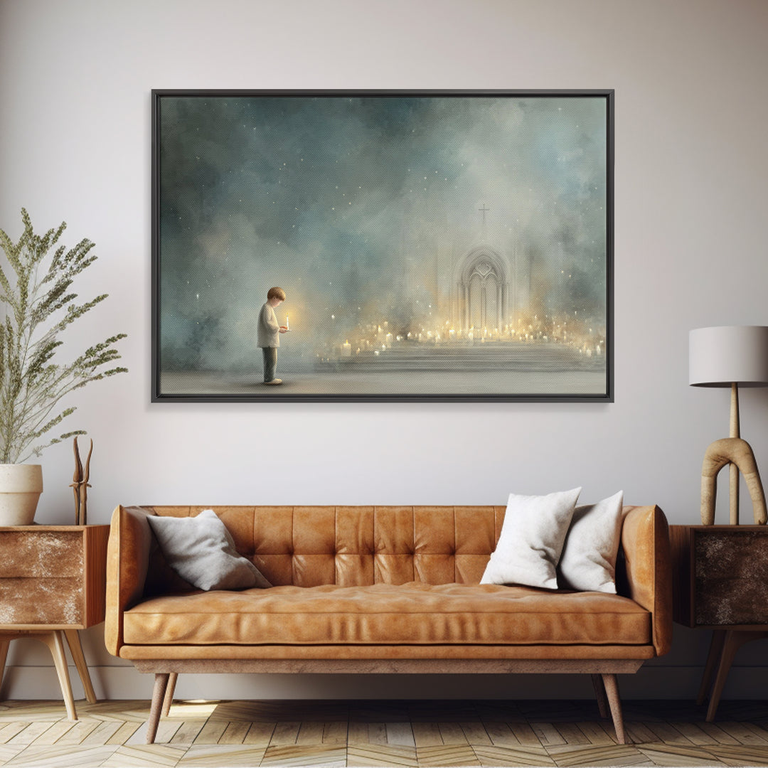 Child Of Light – Framed Canvas Print – Christian Art Canvas – Christian Wall Art – Minimalist Christian Art – Christian Christmas Art