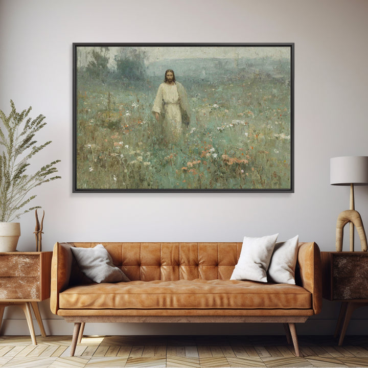 Silent Meadow – Framed Canvas Print – Christian Wall Art – Christian Art Canvas – Jesus Painting – Moody Christian Art – Christmas Art Prin
