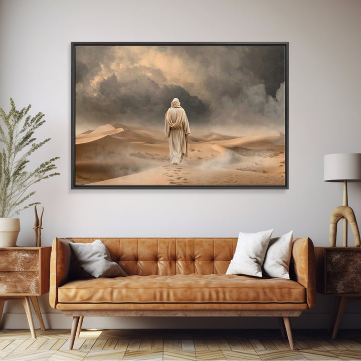Stormwalk Path | Framed Canvas Print | Christian Wall Art | Christian Art Canvas | Jesus Painting | Moody Christian Art | Christian Decor