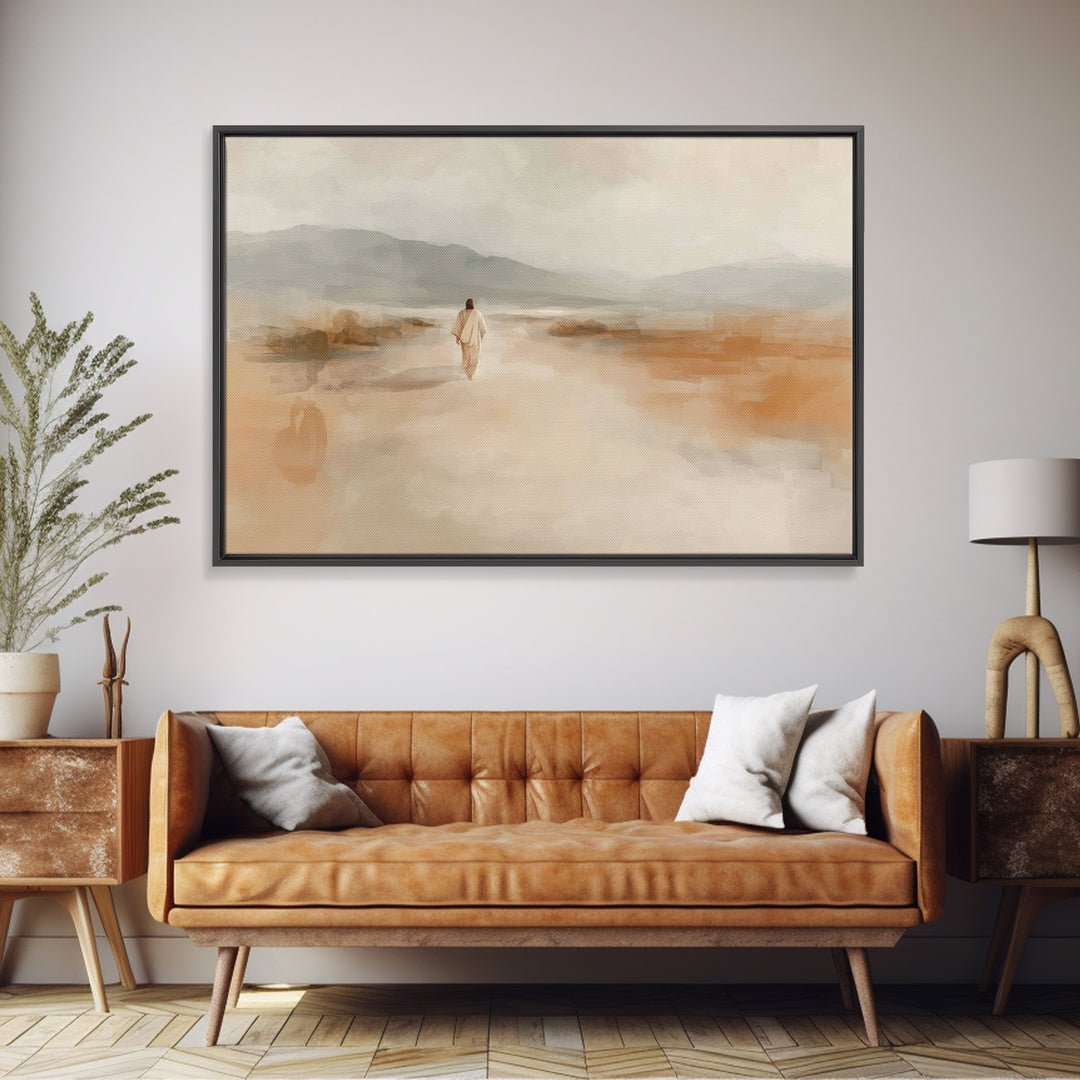 Quiet Journey | Framed Canvas Print | Christian Wall Art | Jesus Painting | Christian Art Canvas | Minimalist Christian Art | Christian Gif