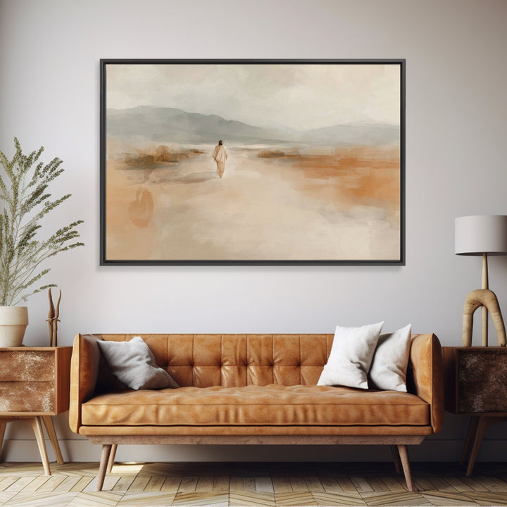 Quiet Journey | Framed Canvas Print | Christian Wall Art | Jesus Painting | Christian Art Canvas | Minimalist Christian Art | Christian Gif