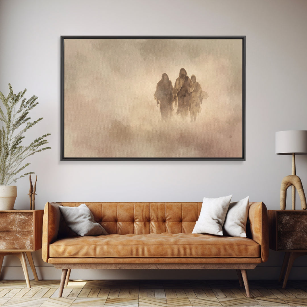 Pilgrim Companions – Framed Canvas Print – Christian Wall Art – Jesus Painting – Christian Art Canvas – Abstract Christian Art – Christian