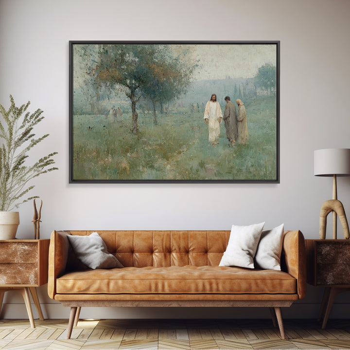 Garden Walk Light – Framed Canvas Print – Christian Wall Art – Jesus Painting – Christian Art Canvas – Modern Christian Painting – Christia