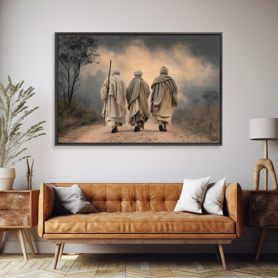 Pilgrims Of Faith, Framed Canvas Print, Christian Wall Art, Christian Art Canvas, Jesus Painting, Moody Christian Art, Christian Gift Ideas