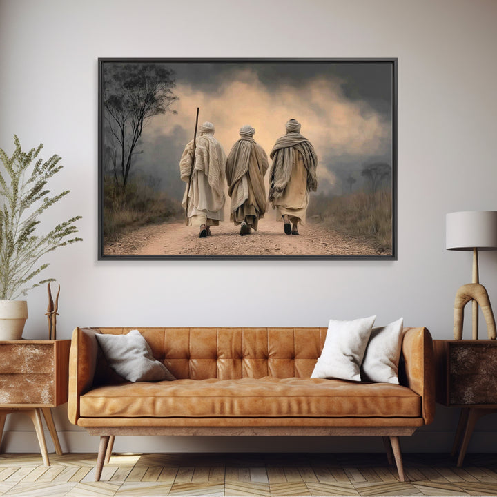 Pilgrims Of Faith, Framed Canvas Print, Christian Wall Art, Christian Art Canvas, Jesus Painting, Moody Christian Art, Christian Gift Ideas