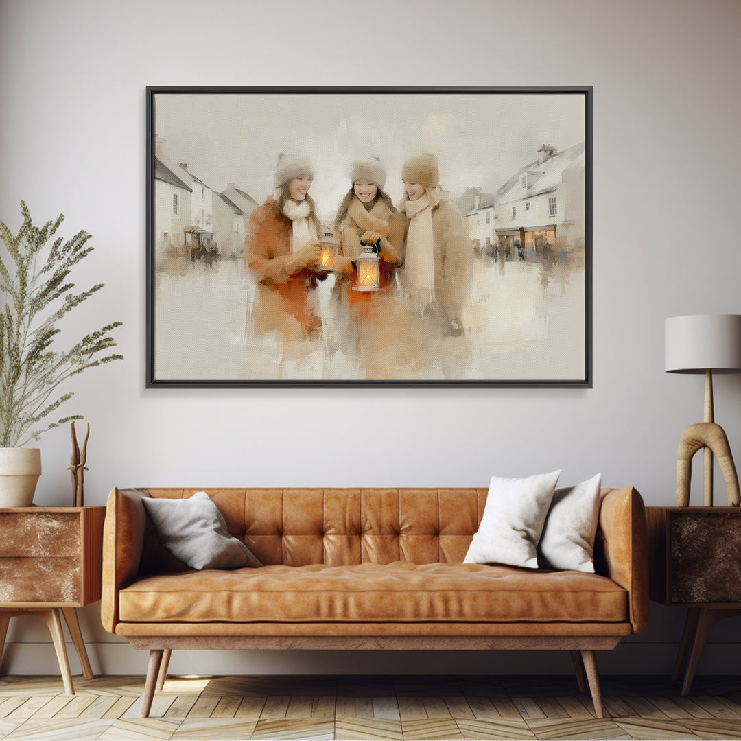 Winter Lantern Light | Framed Canvas Print | Christmas Art Prints | Christian Christmas Art | Christmas Wall Art | Christmas Art Canvas | H