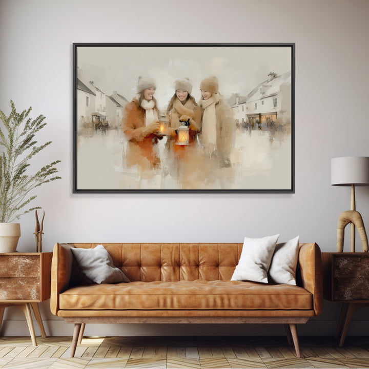 Winter Lantern Light | Framed Canvas Print | Christmas Art Prints | Christian Christmas Art | Christmas Wall Art | Christmas Art Canvas | H