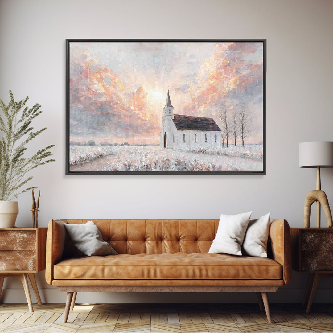 Dawnlit Sanctuary, Framed Canvas Print, Christian Art Canvas, Christian Wall Art, Christian Art, Modern Christian Art, Christian Gift Ideas
