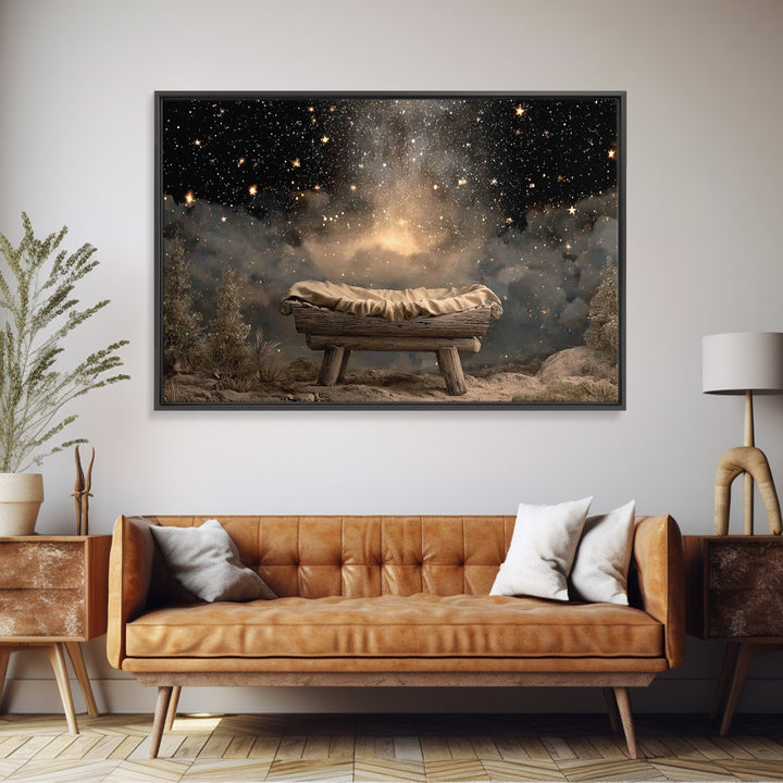 Manger Glory, Framed Canvas Print, Christian Christmas Art, Nativity Art, Christian Wall Art, Christmas Art Prints, Christian Art Canvas