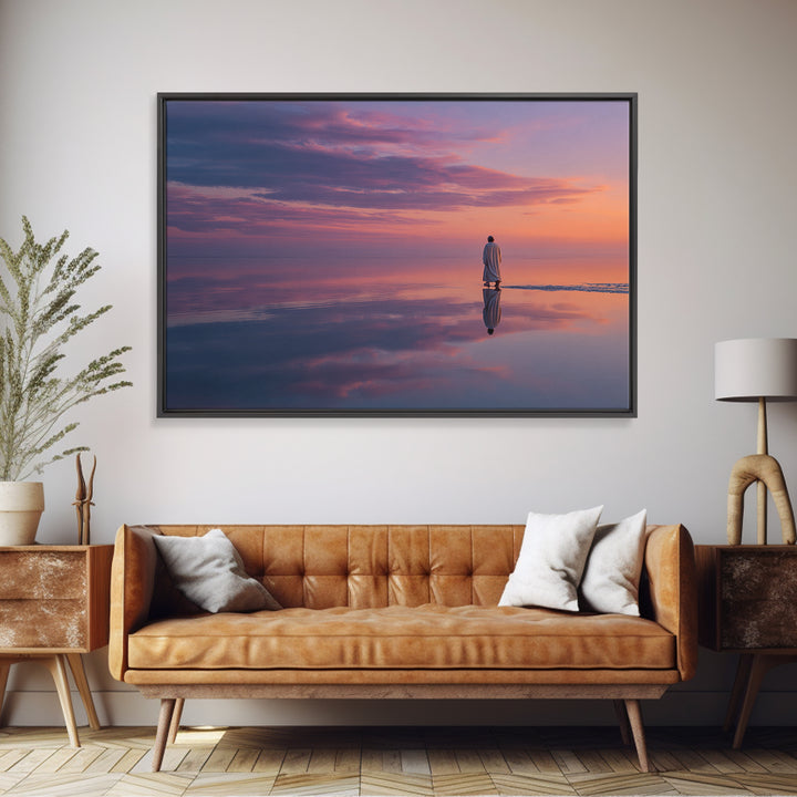 Twilight Walk of Peace – Framed Canvas Print – Christian Wall Art – Jesus Painting – Christian Art Canvas – Modern Christian Art – Christia
