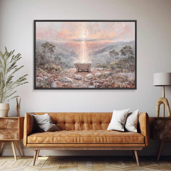 Heavenly Arrival – Framed Canvas Print – Christmas Art – Christian Wall Art – Christian Art Canvas – Christian Decor – Christian Christmas