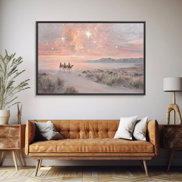 Desert Star Journey – Framed Canvas Print – Christian Christmas Art – Christian Wall Art – Christmas Art – Christian Art Canvas – Christian