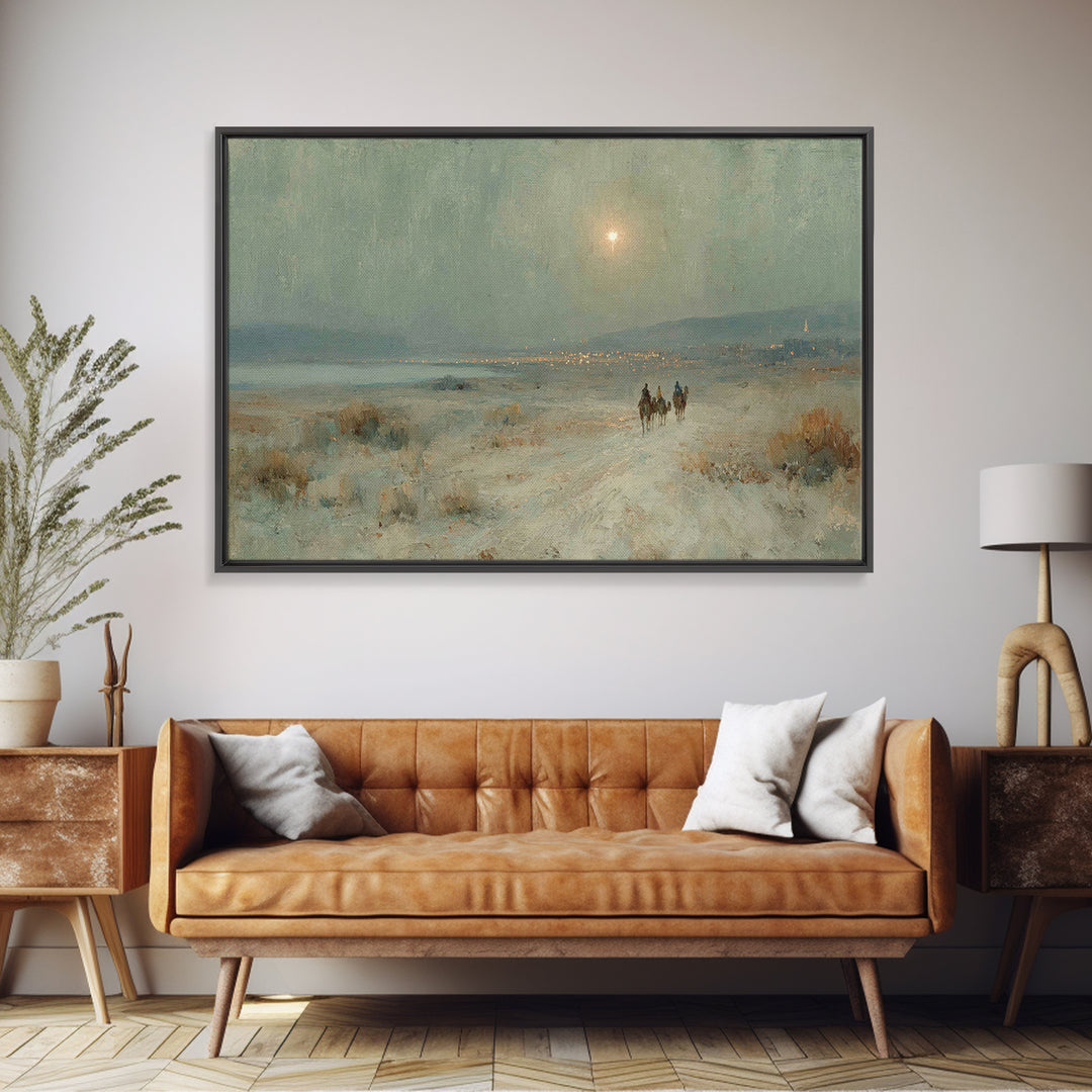 Three Kings Trail – Framed Canvas Print – Christian Art Canvas – Christian Wall Art – Christian Decor – Christian Christmas Art – Christmas