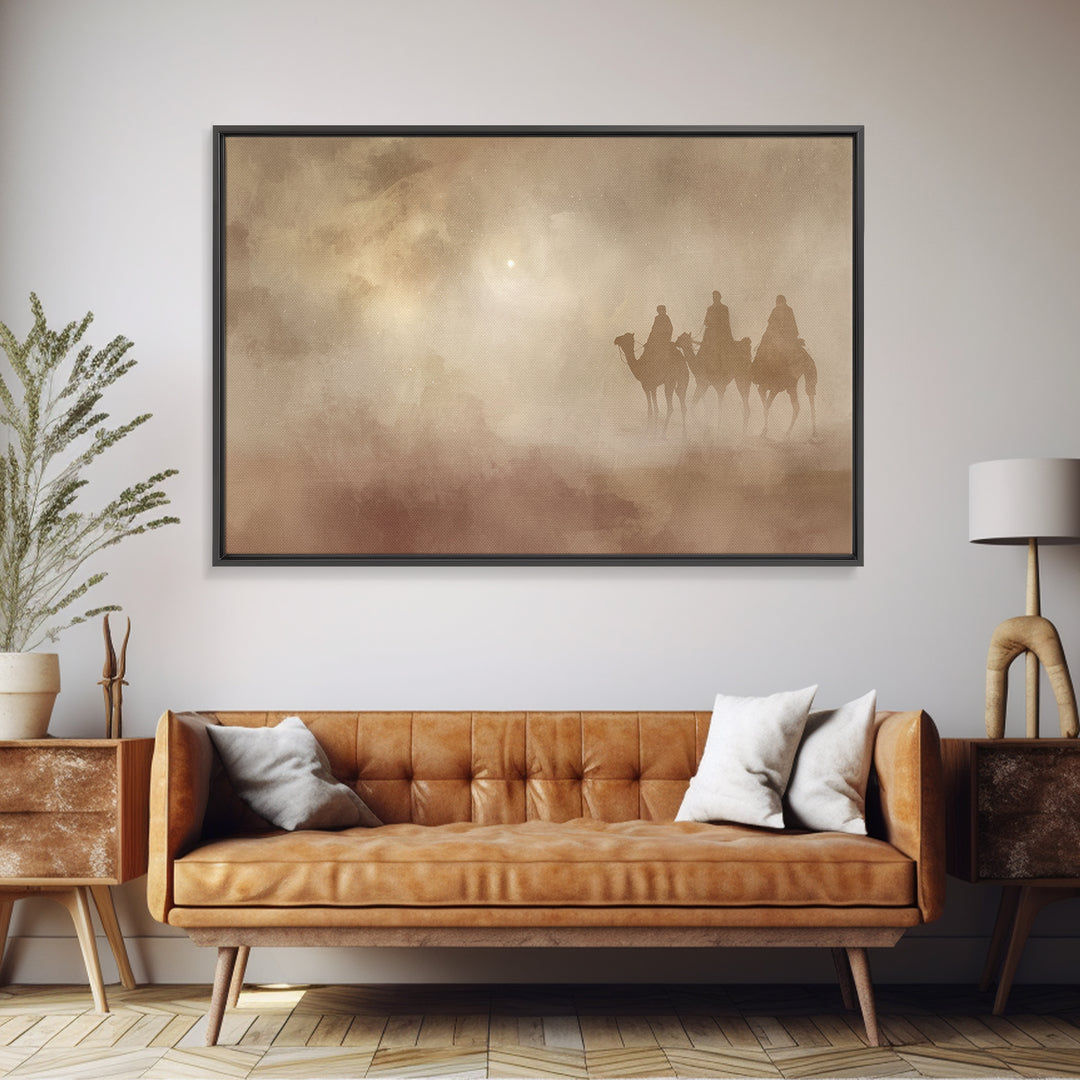 Camel Nightwatch – Framed Canvas Print – Christian Christmas Art – Christian Art Canvas – Christian Wall Art – Christmas Art – Christian De