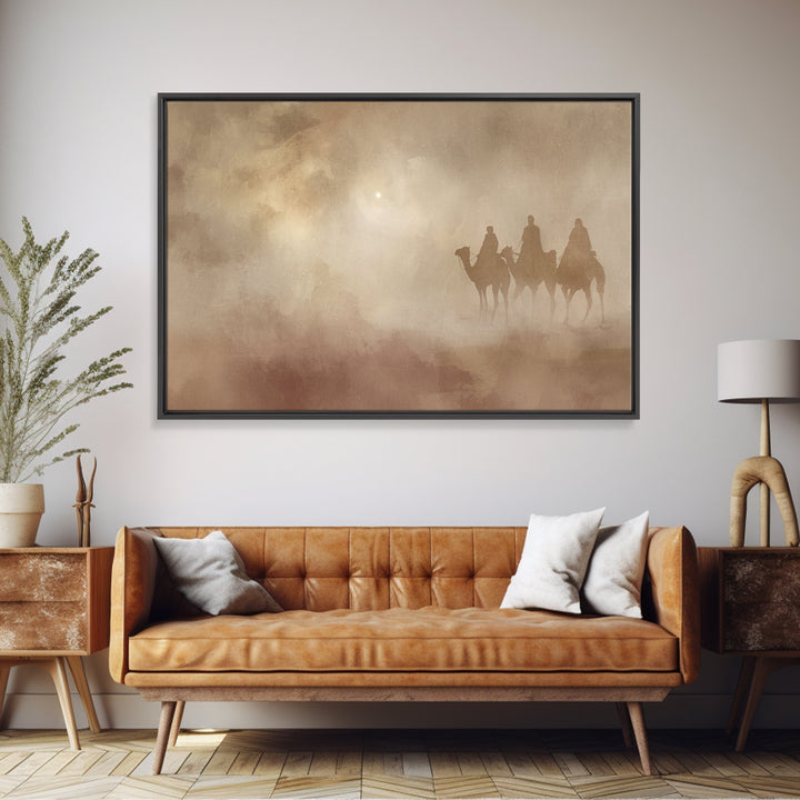 Camel Nightwatch – Framed Canvas Print – Christian Christmas Art – Christian Art Canvas – Christian Wall Art – Christmas Art – Christian De