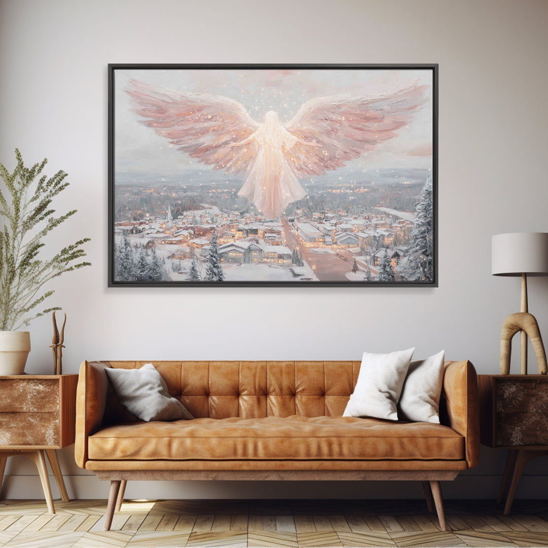 Angel Of Winter Grace – Framed Canvas Print – Christian Wall Art – Christian Art Canvas – Christmas Art – Christian Christmas Decor