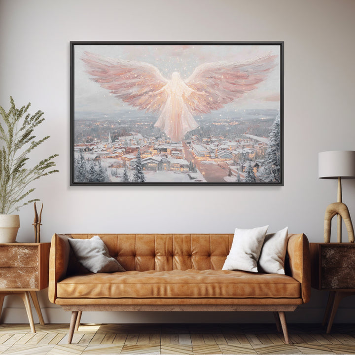 Angel Of Winter Grace – Framed Canvas Print – Christian Wall Art – Christian Art Canvas – Christmas Art – Christian Christmas Decor