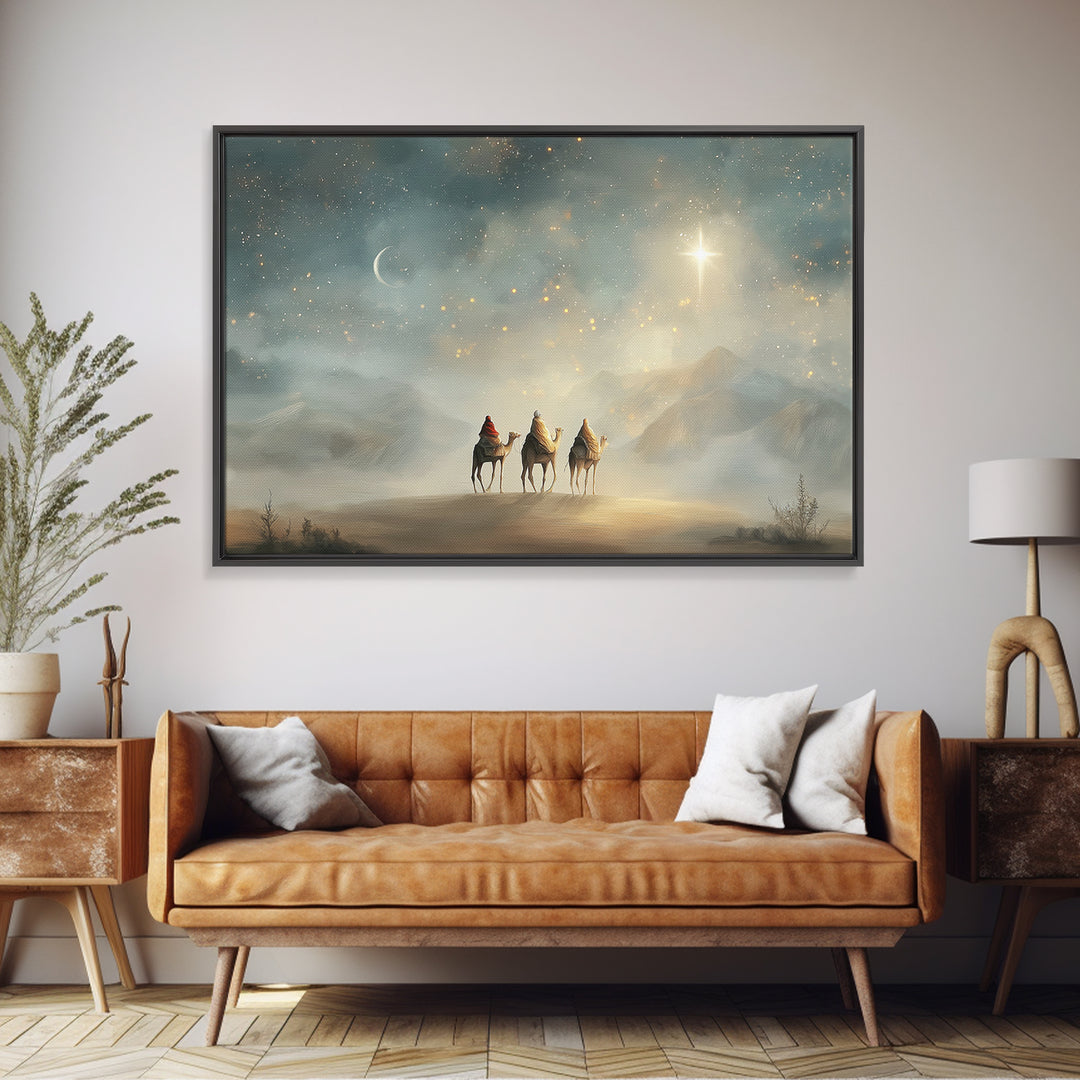 Starward Steps – Framed Canvas Print – Christmas Art – Christian Art Canvas – Christian Wall Art – Christian Decor – Christian Christmas Ar