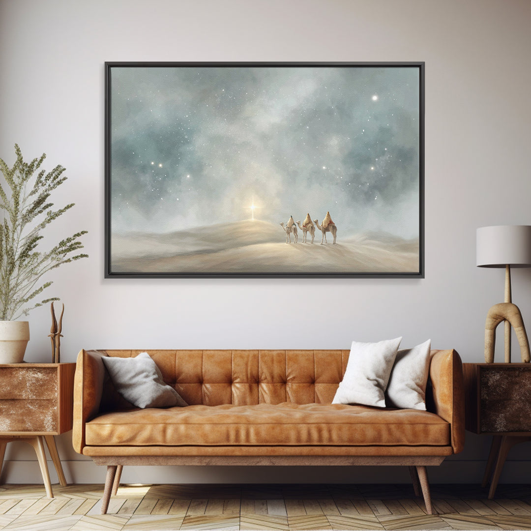 Hillside Star – Framed Canvas Print – Christian Christmas Art – Christian Wall Art – Christian Art Canvas – Christian Decor – Christmas Art