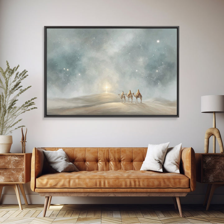 Hillside Star – Framed Canvas Print – Christian Christmas Art – Christian Wall Art – Christian Art Canvas – Christian Decor – Christmas Art
