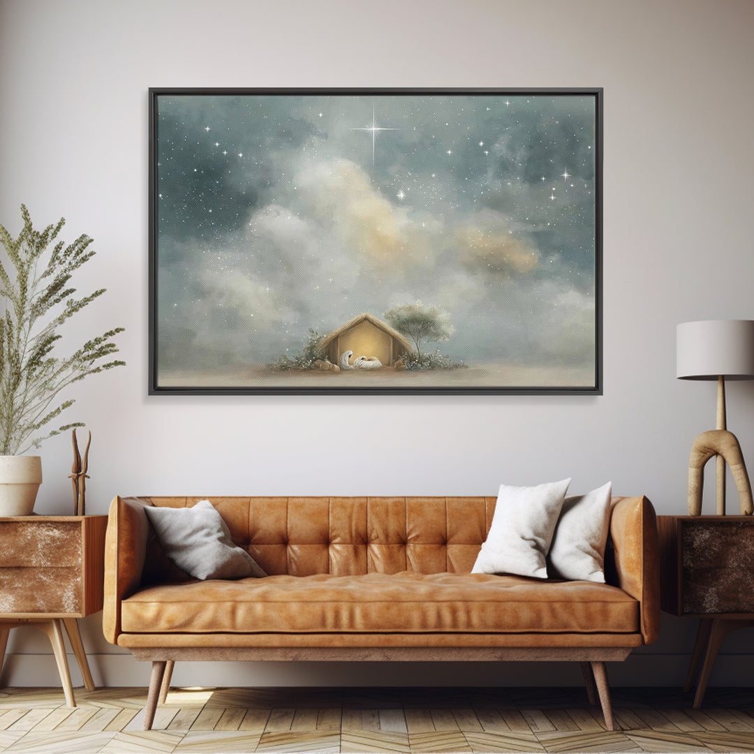 Nativity Peace – Framed Canvas Print – Christian Art Canvas – Christian Christmas Art – Christian Wall Art – Christmas Art – Christian Deco