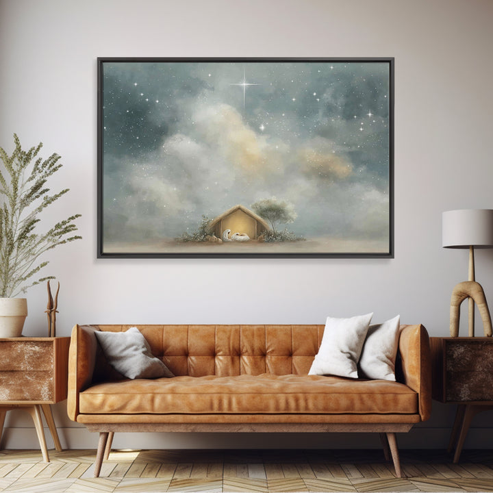 Nativity Peace – Framed Canvas Print – Christian Art Canvas – Christian Christmas Art – Christian Wall Art – Christmas Art – Christian Deco