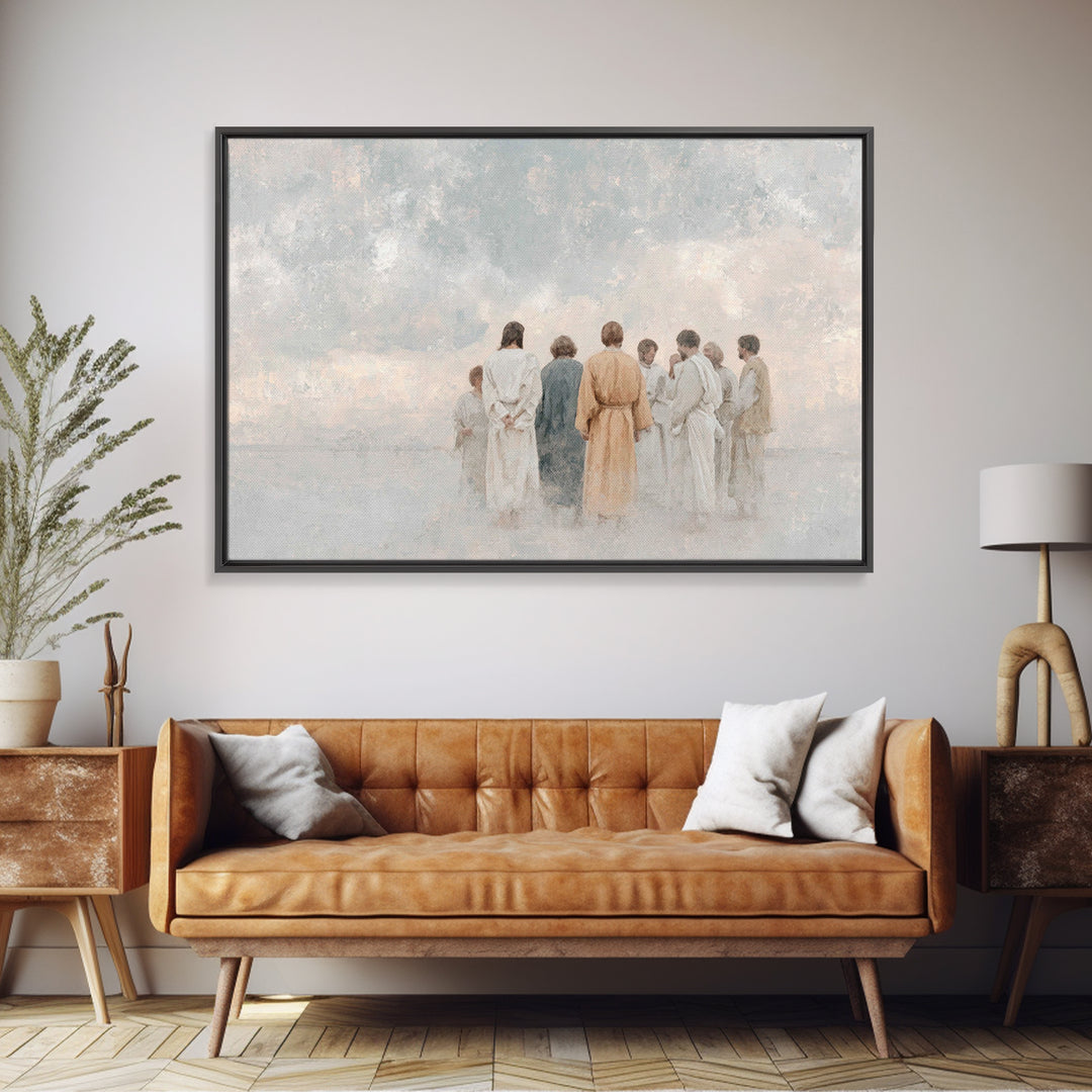 Celestial Gathering – Framed Canvas Print – Christian Wall Art – Jesus Painting – Christian Art Canvas – Christmas Art