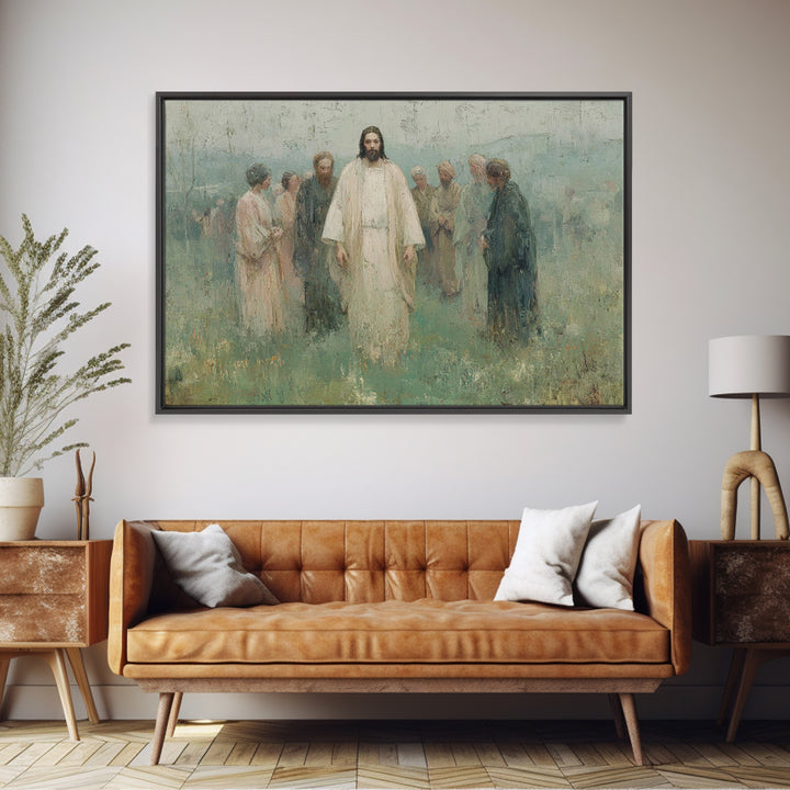 Sacred Meadow Light – Framed Canvas Print – Jesus Painting – Christian Wall Art – Christian Art Canvas – Christian Christmas Art