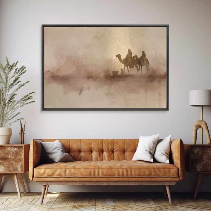 Starry Caravan Path | Framed Canvas Print | Christmas Art | Christian Christmas Art | Christmas Wall Art | Christian Art Canvas