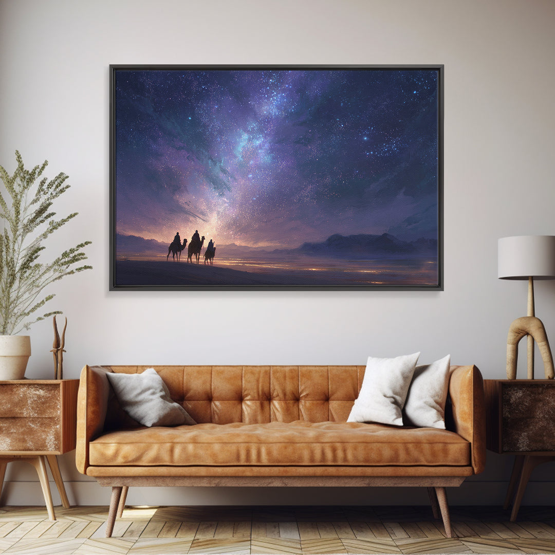 Night Journey – Framed Canvas Print – Christmas Art – Christian Wall Art – Christian Art Canvas – Jesus Painting – Christian Christmas Art