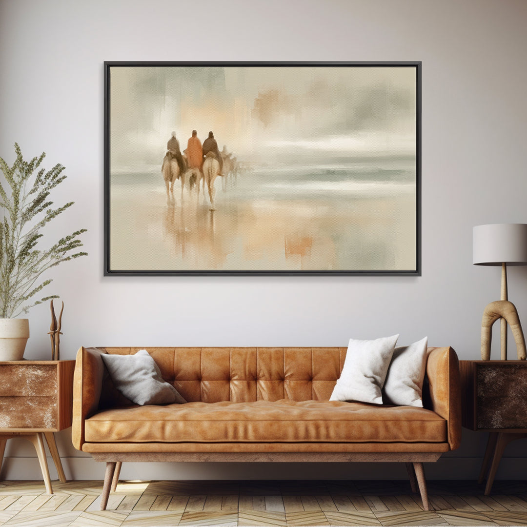 Silent Pilgrims – Framed Canvas Print – Christian Wall Art – Christian Art Canvas – Christmas Art – Christian Gift – Christian Christmas Ar