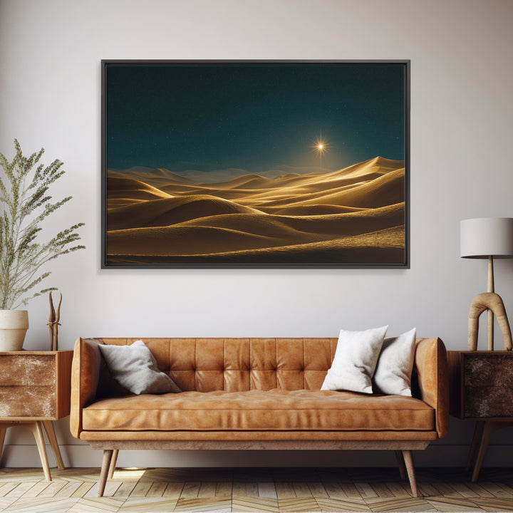 Golden Star – Framed Canvas Print – Christian Christmas Art – Christian Wall Art – Christian Art Canvas – Christmas Art – Jesus Painting