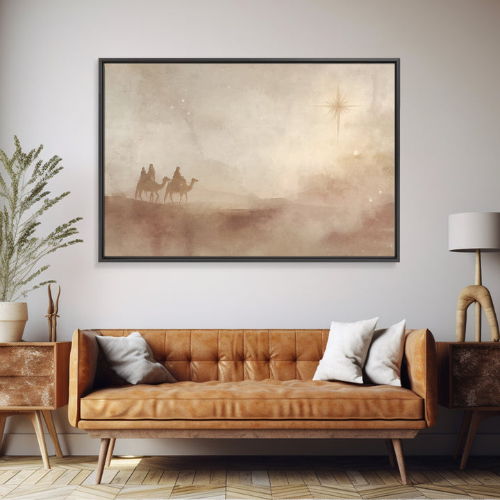 Desert Star Path – Framed Canvas Print – Christian Wall Art – Christian Art Canvas – Christmas Art – Christian Christmas Art – Christian Gi