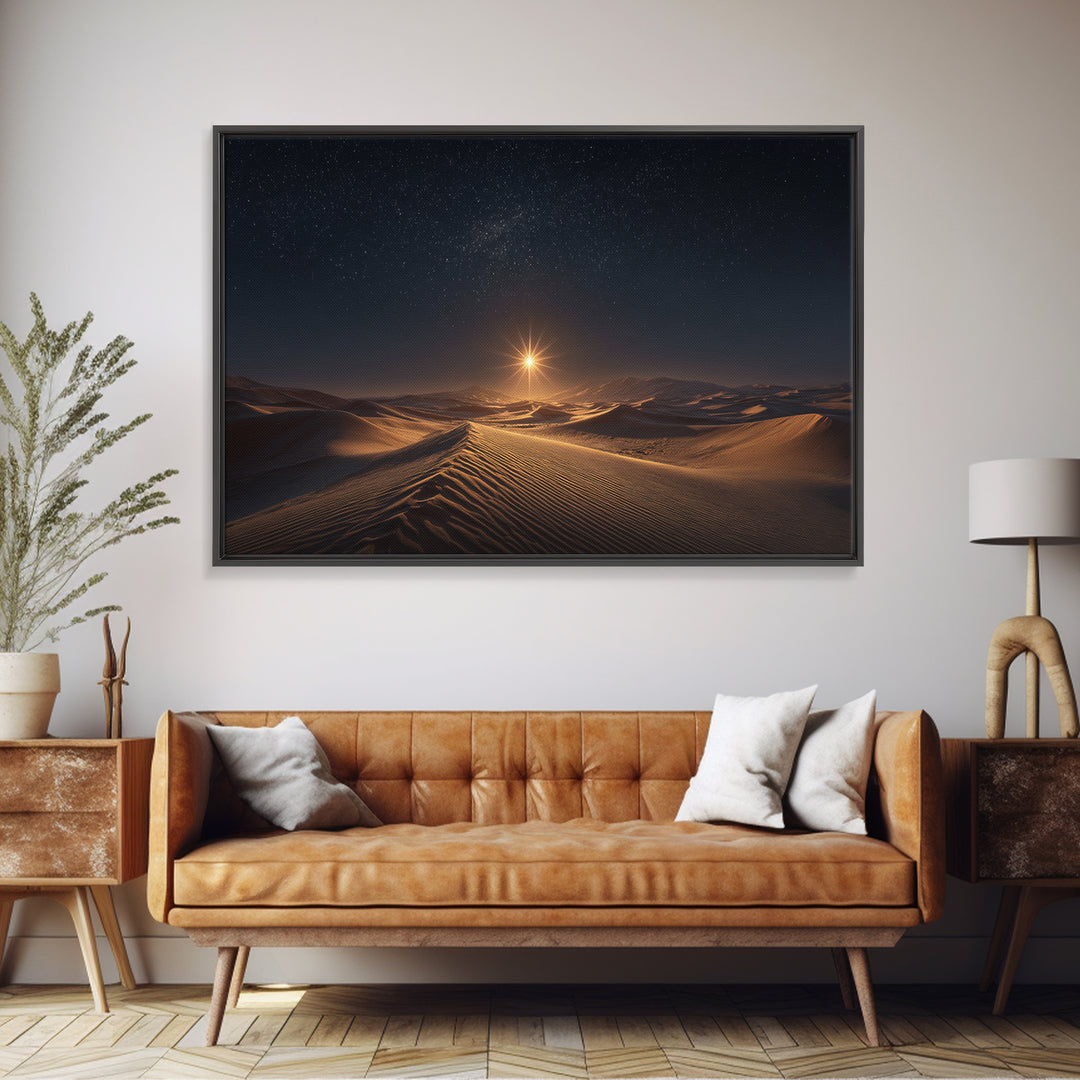 Midnight Radiance – Framed Canvas Print – Christian Wall Art – Christian Art Canvas – Christmas Art – Christian Christmas Art – Jesus Paint