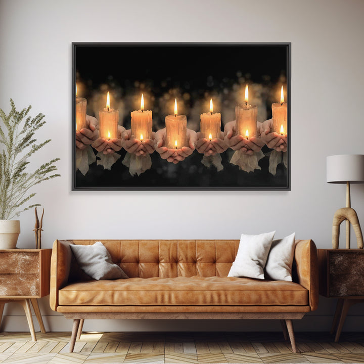Holy Candle Line – Framed Canvas Print – Christian Wall Art – Christian Art Work – Christian Art Gift – Subtle Christian Art