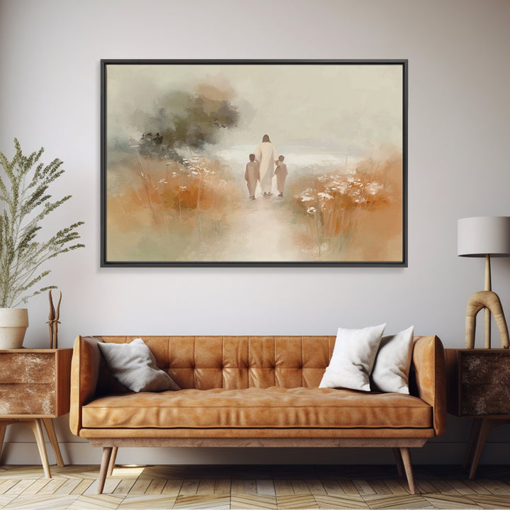 Radiant Garden Peace, Framed Canvas Print, Christian Wall Art, Jesus Painting, Christian Art Print, Christian Christmas Art